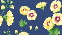 Watercolor yellow hollyhocks desktop wallpaper