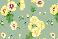 Watercolor yellow hollyhocks flower background