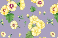 Watercolor yellow hollyhocks flower background