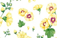 Watercolor yellow hollyhocks flower background