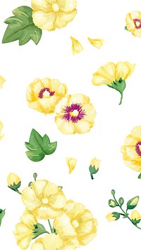 Watercolor yellow hollyhocks mobile wallpaper