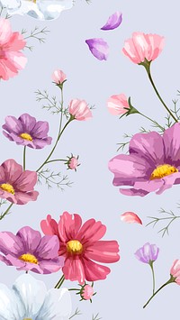 Watercolor pink cosmos mobile wallpaper