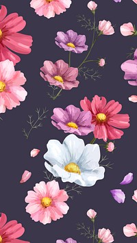 Watercolor pink flower mobile wallpaper