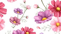 Watercolor pink cosmos desktop wallpaper