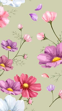 Watercolor pink flower mobile wallpaper