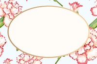 Watercolor carnation frame, oval shape