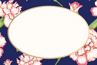 Watercolor floral oval frame, carnation digital paint