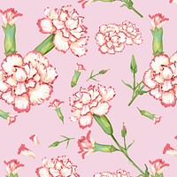 Watercolor carnation flower pattern, digital paint remix