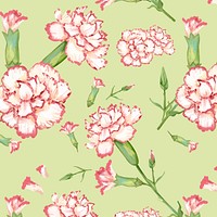 Watercolor carnation flower pattern, digital paint remix