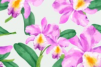 Watercolor cattleya orchid flower background