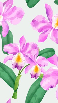 Watercolor cattleya orchid mobile wallpaper