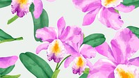 Watercolor cattleya orchid desktop wallpaper