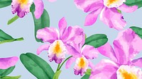 Watercolor cattleya orchid desktop wallpaper