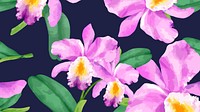 Watercolor cattleya orchid desktop wallpaper