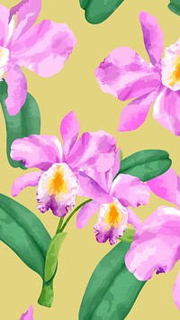 Watercolor cattleya orchid mobile wallpaper