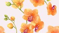 Watercolor orange orchid desktop wallpaper