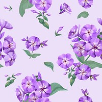 Watercolor purple phlox flower pattern, digital paint remix