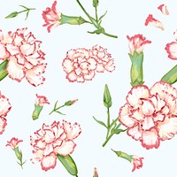 Watercolor carnation flower pattern, digital paint remix