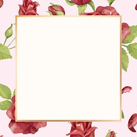 Watercolor red rose frame