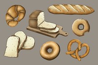 Bread illustration set psd