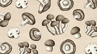 Beige mushroom pattern desktop wallpaper