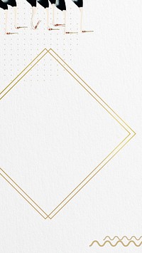 Gold square frame iPhone wallpaper, white paper textured design