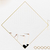 Gold square frame background, white paper textured design