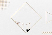 Gold square frame background, white paper textured design