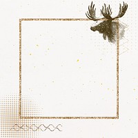 Gold moose frame background, beige design