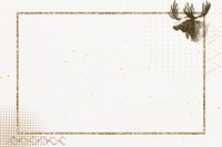 Gold moose frame background, beige design