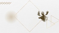 Aesthetic moose frame desktop wallpaper, gold square design