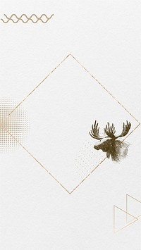 Aesthetic moose frame iPhone wallpaper, gold square design