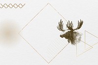 Aesthetic moose frame background, gold square design