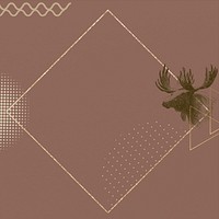 Aesthetic moose frame background, gold square design