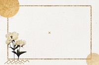 Gold glittery frame background, aesthetic flower design