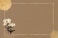 Gold glittery frame background, aesthetic flower design