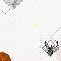 Aesthetic beige background, vintage stag border