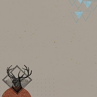 Aesthetic greige background, vintage stag border