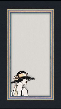 Vintage woman yellow mobile wallpaper, art deco illustration. Remixed by rawpixel. 