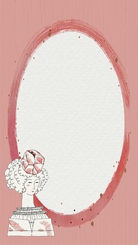 Vintage woman pink mobile wallpaper, art decor. Remixed by rawpixel. 