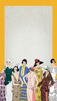 Vintage women’s fashion iPhone wallpaper, 1920's outfits. Remixed by rawpixel.