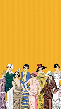 Vintage women&rsquo;s fashion iPhone wallpaper, 1920's outfits. Remixed by rawpixel.