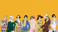 Vintage women’s fashion desktop wallpaper, feminine illustration. Remixed by rawpixel. 