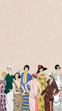 Vintage women’s fashion phone wallpaper, 1920's outfits. Remixed by rawpixel.