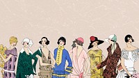 Vintage women’s fashion desktop wallpaper, feminine illustration. Remixed by rawpixel. 