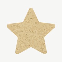  brown glitter star, rough plywood texture design element psd