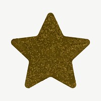 Brown glitter star, wood chip textured shape design element psd