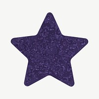 Purple glitter star element, plywood textured shape design element psd