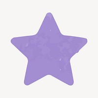 Purple star element, textured shape collage element vector