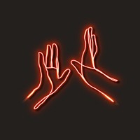 Neon red hand vector illustration